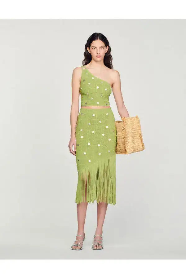 Fringed Knit Skirt