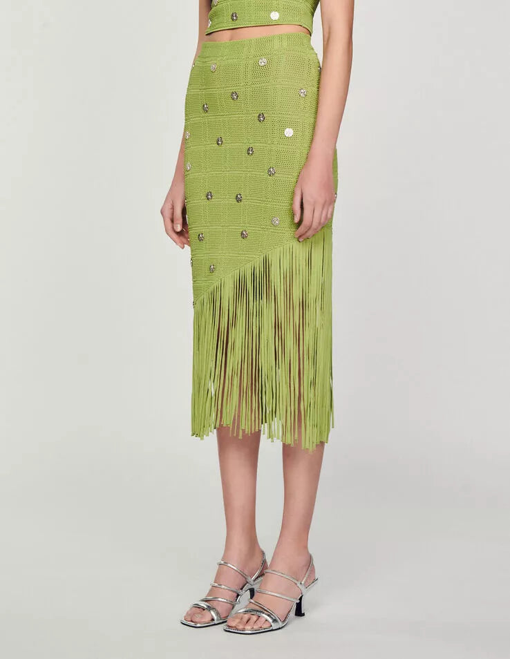 Fringed Knit Skirt