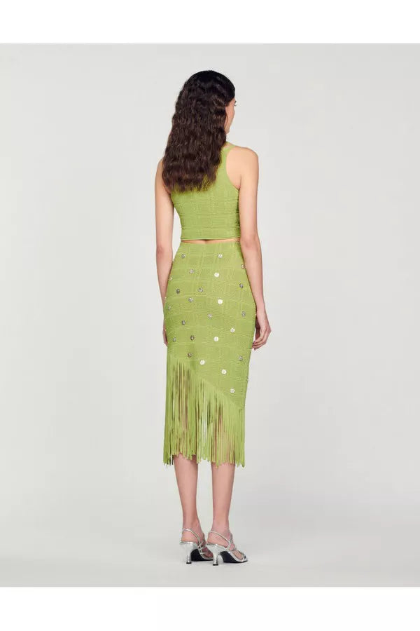 Fringed Knit Skirt
