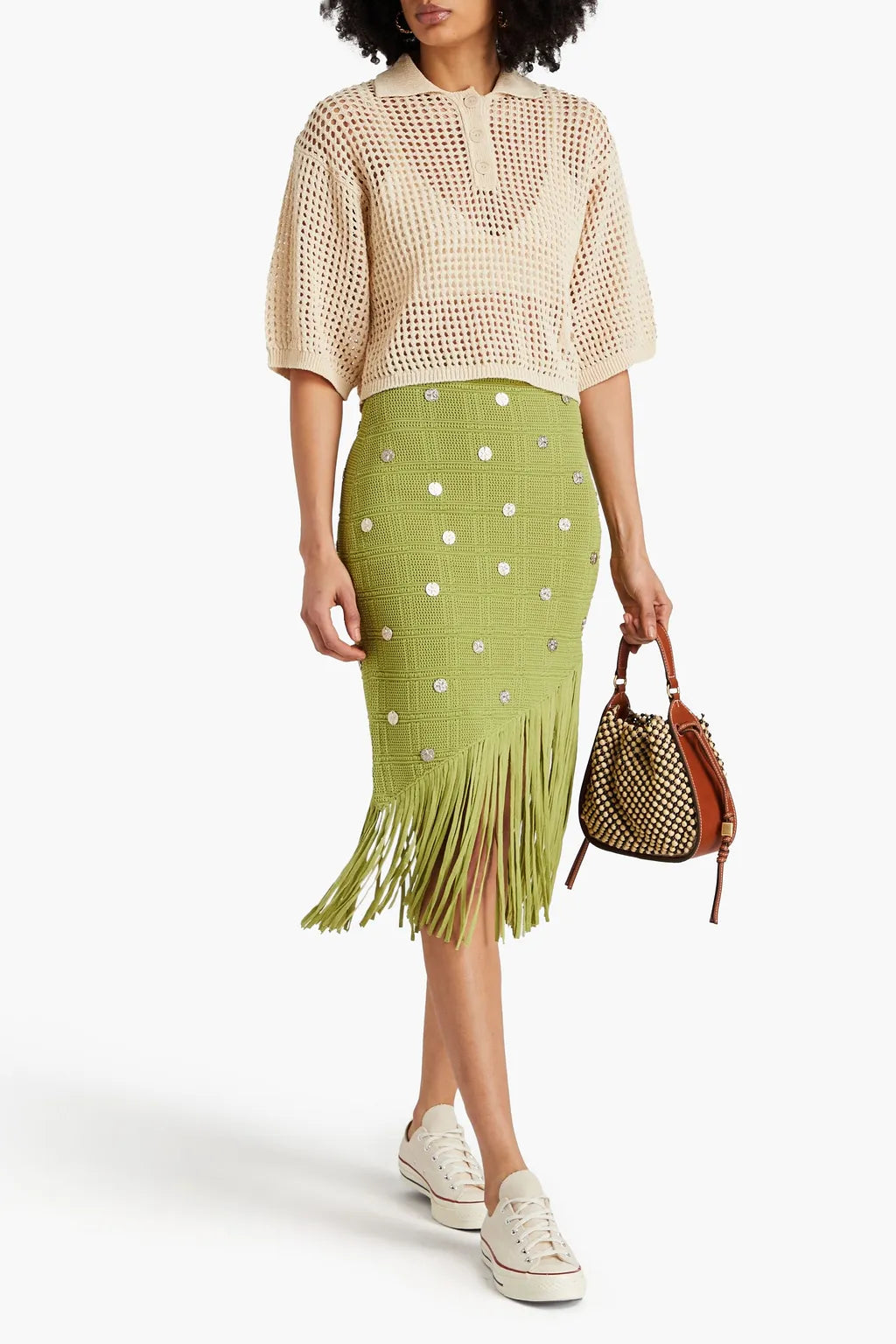 Fringed Knit Skirt