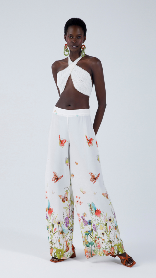 Mimosa Wide-Leg Pants White Emily in Paris Collaboration
